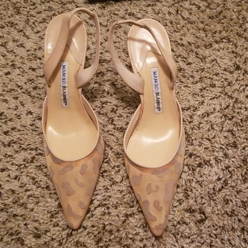 Nude cream leopard print manolo blahnik